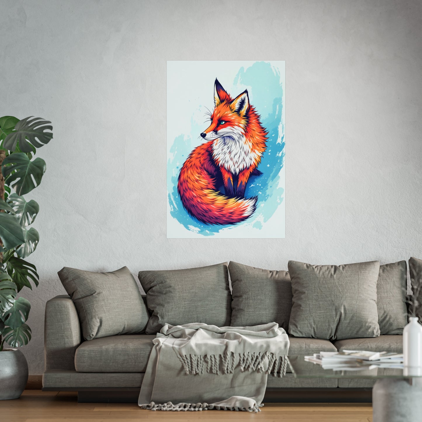 Vibrant Fox Illustration - Bold Artistic Wildlife