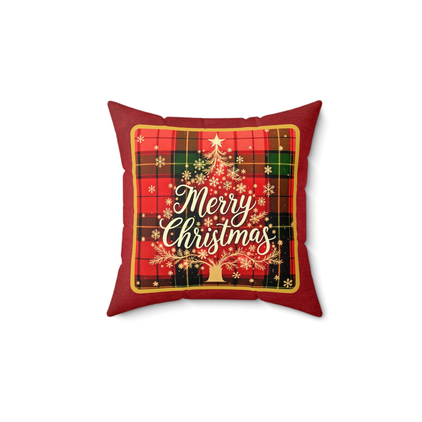 Plaid Merry Christmas Pillow – Festive Holiday Décor