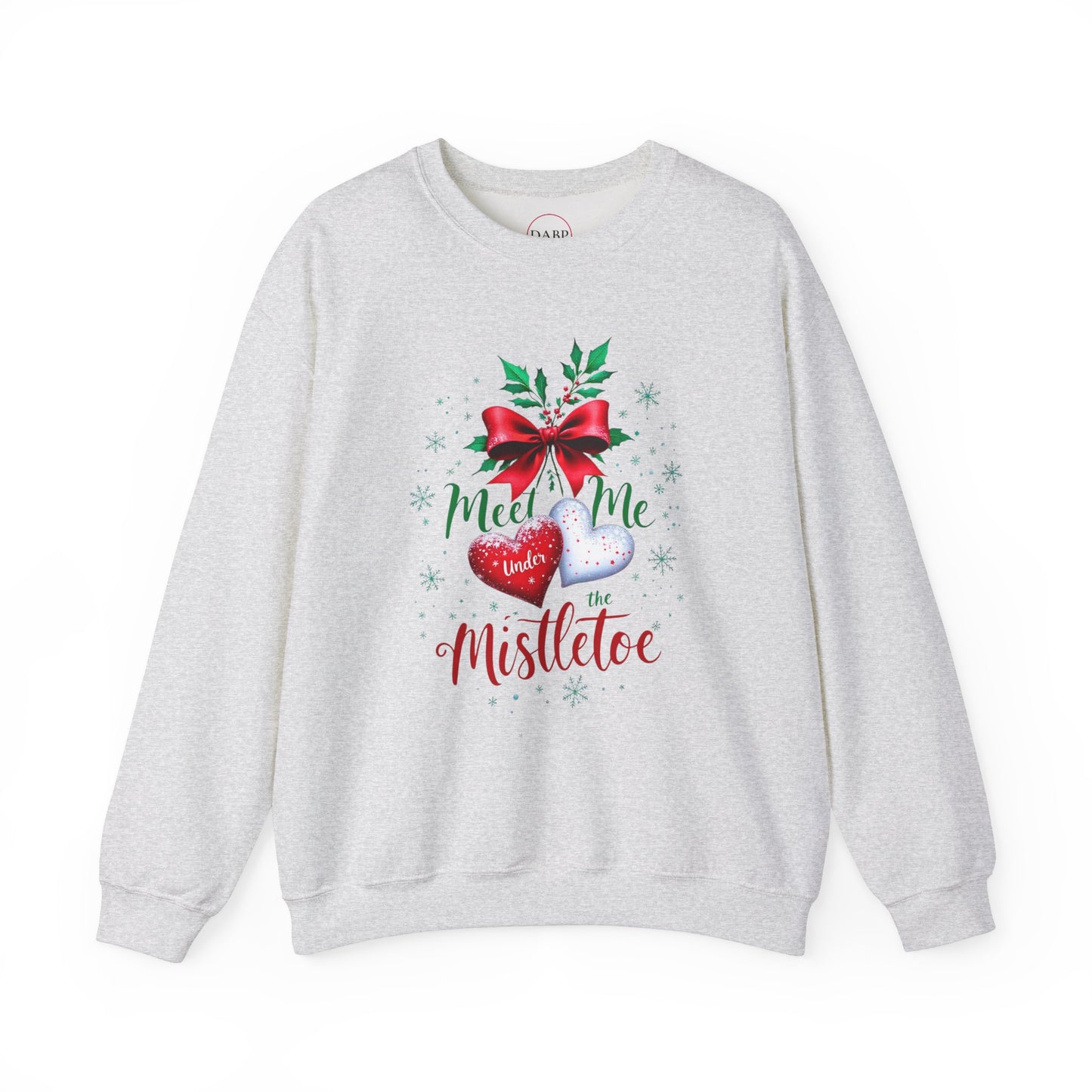 Sudadera unisex de cuello redondo Heavy Blend™ - Meet Me Under the Mistletoe - Vacaciones románticas