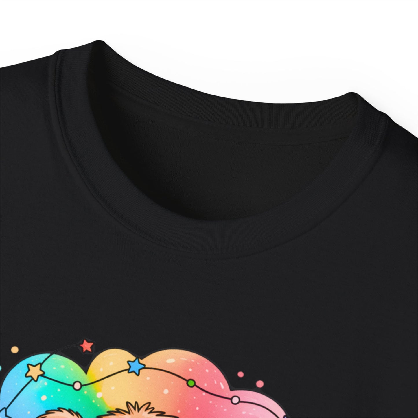 Bearly Awake Teddy Bear Tee | Cute Coffee Bear Wrapped in Rainbow Blanket