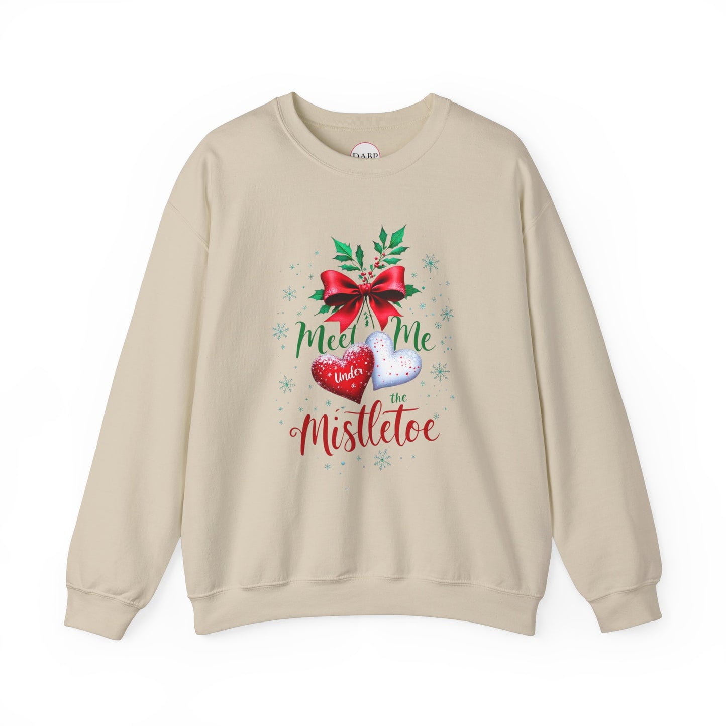 Sudadera unisex de cuello redondo Heavy Blend™ - Meet Me Under the Mistletoe - Vacaciones románticas