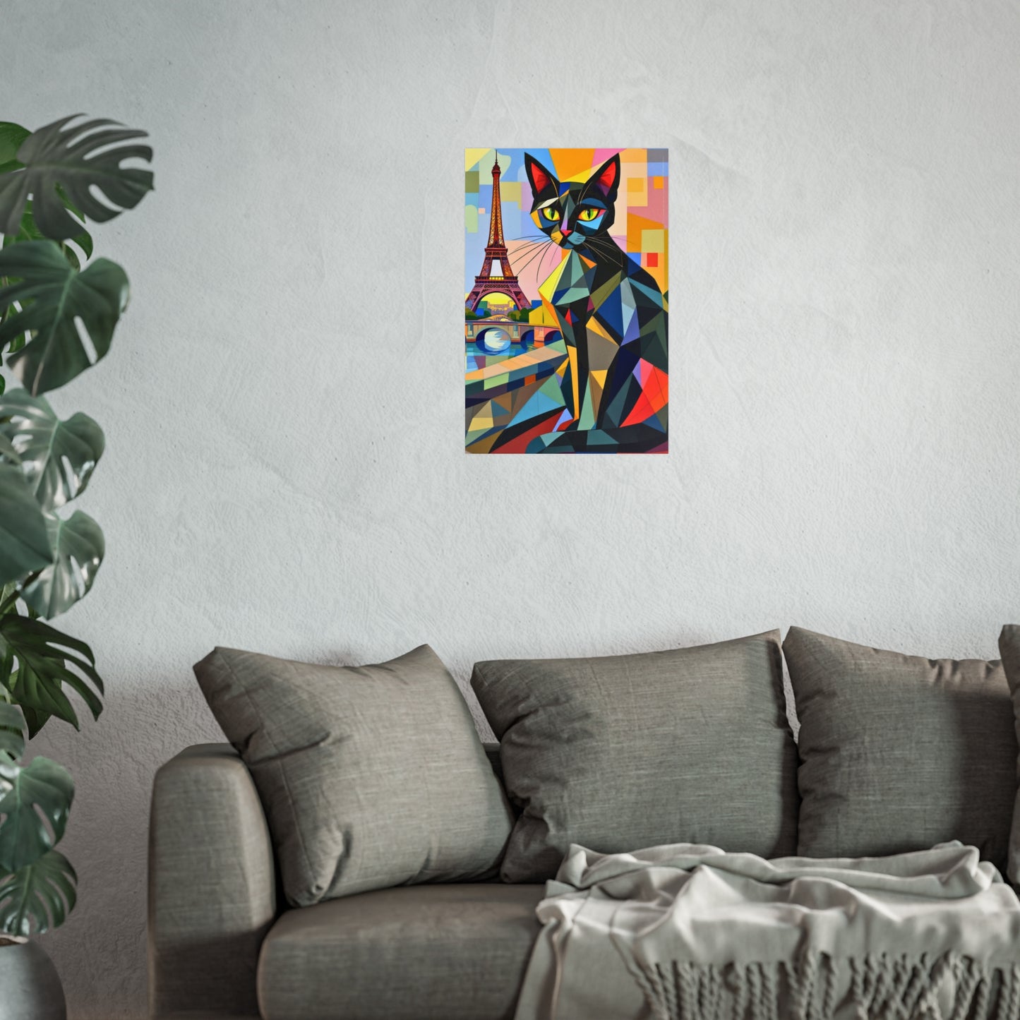 Parisian Noir: A Cubist Cat’s Dream
