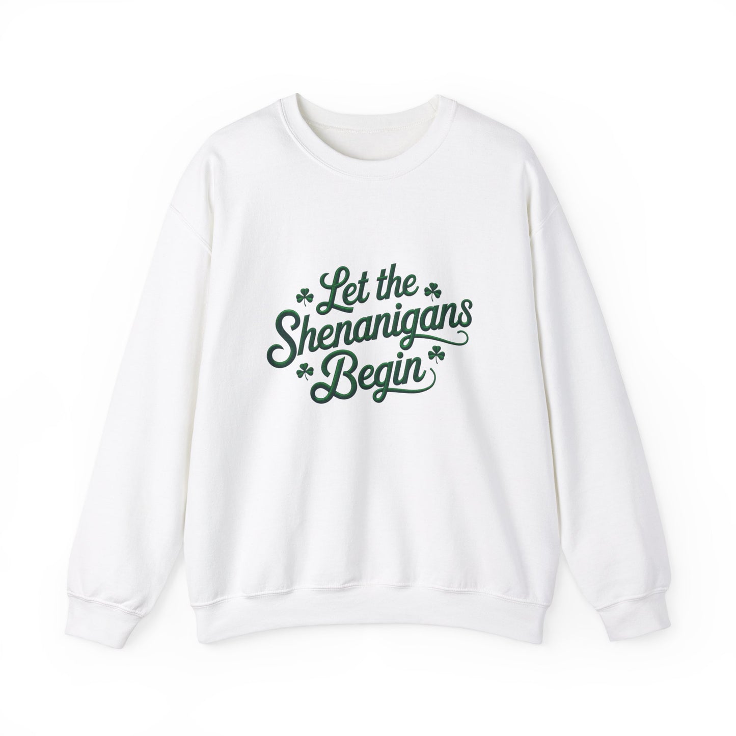 Gildan 18000 Unisex Heavy Blend™ Crewneck Sweatshirt - Let the Shenanigans Begin St. Patrick’s Day Design