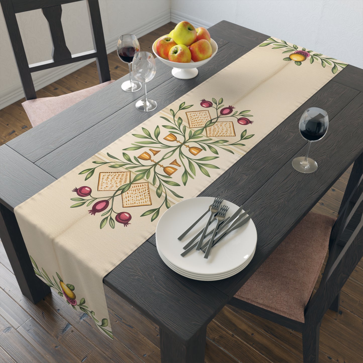 Pesach Sameach Table Runner Collection (v2) — Elegant Passover Seder Table Decor (16×72)