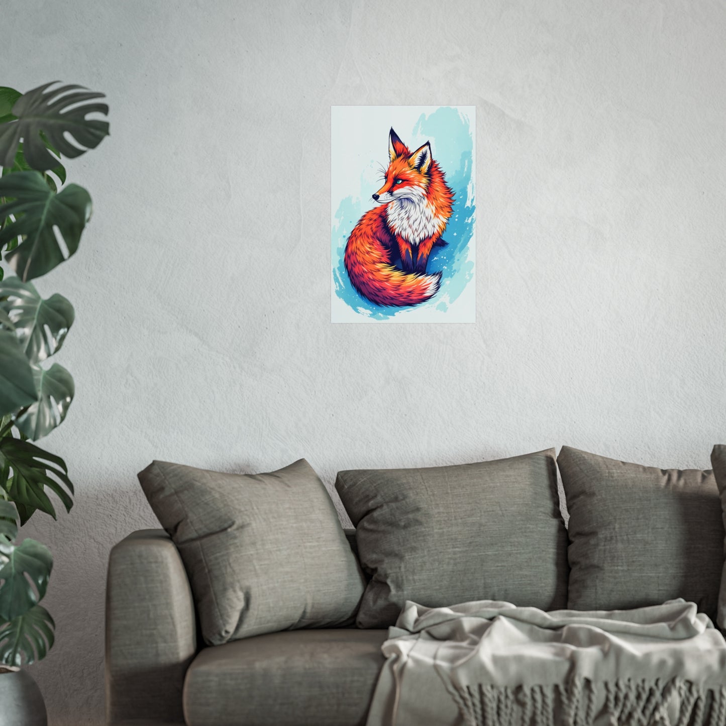 Vibrant Fox Illustration - Bold Artistic Wildlife