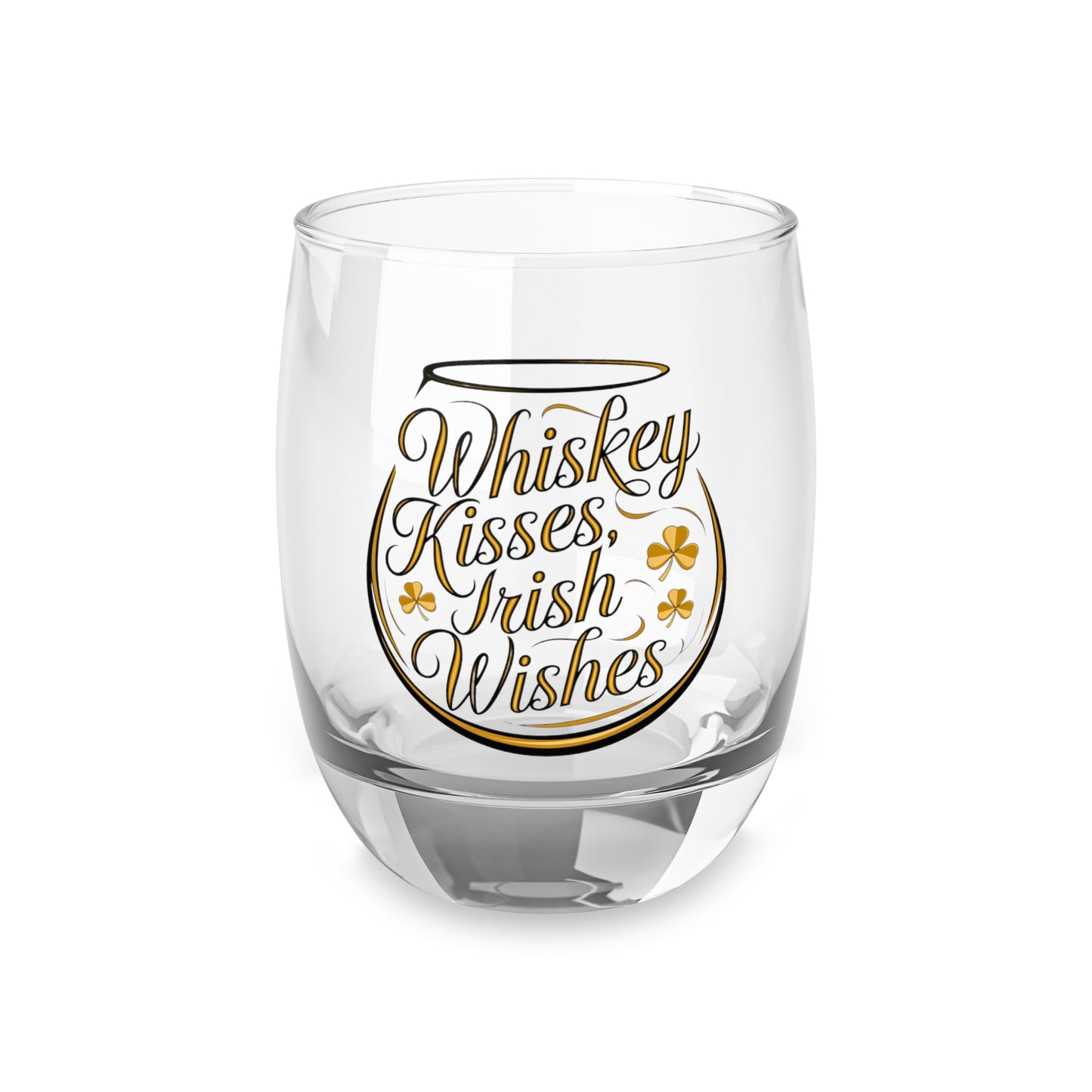Whiskey Kisses Irish Wishes - St. Patrick's Day Whiskey Glass Design