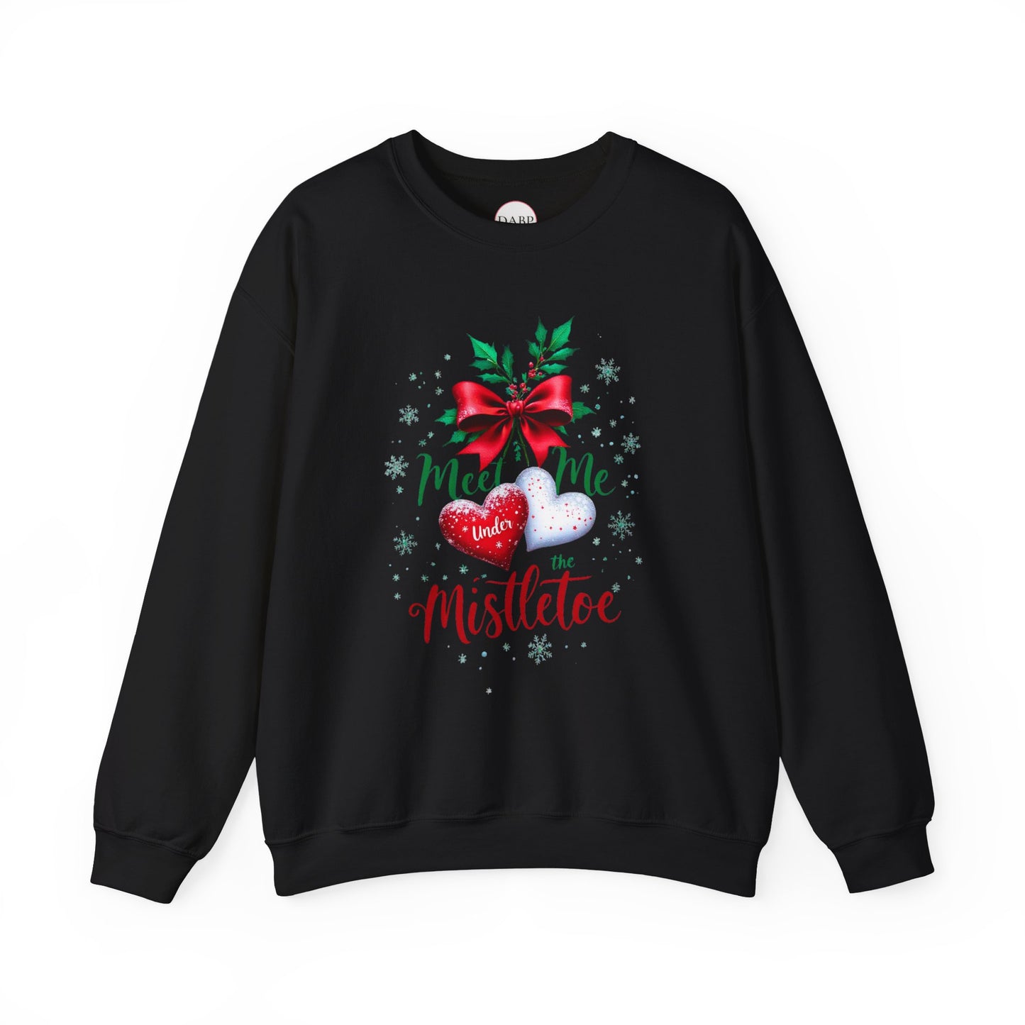 Sudadera unisex de cuello redondo Heavy Blend™ - Meet Me Under the Mistletoe - Vacaciones románticas