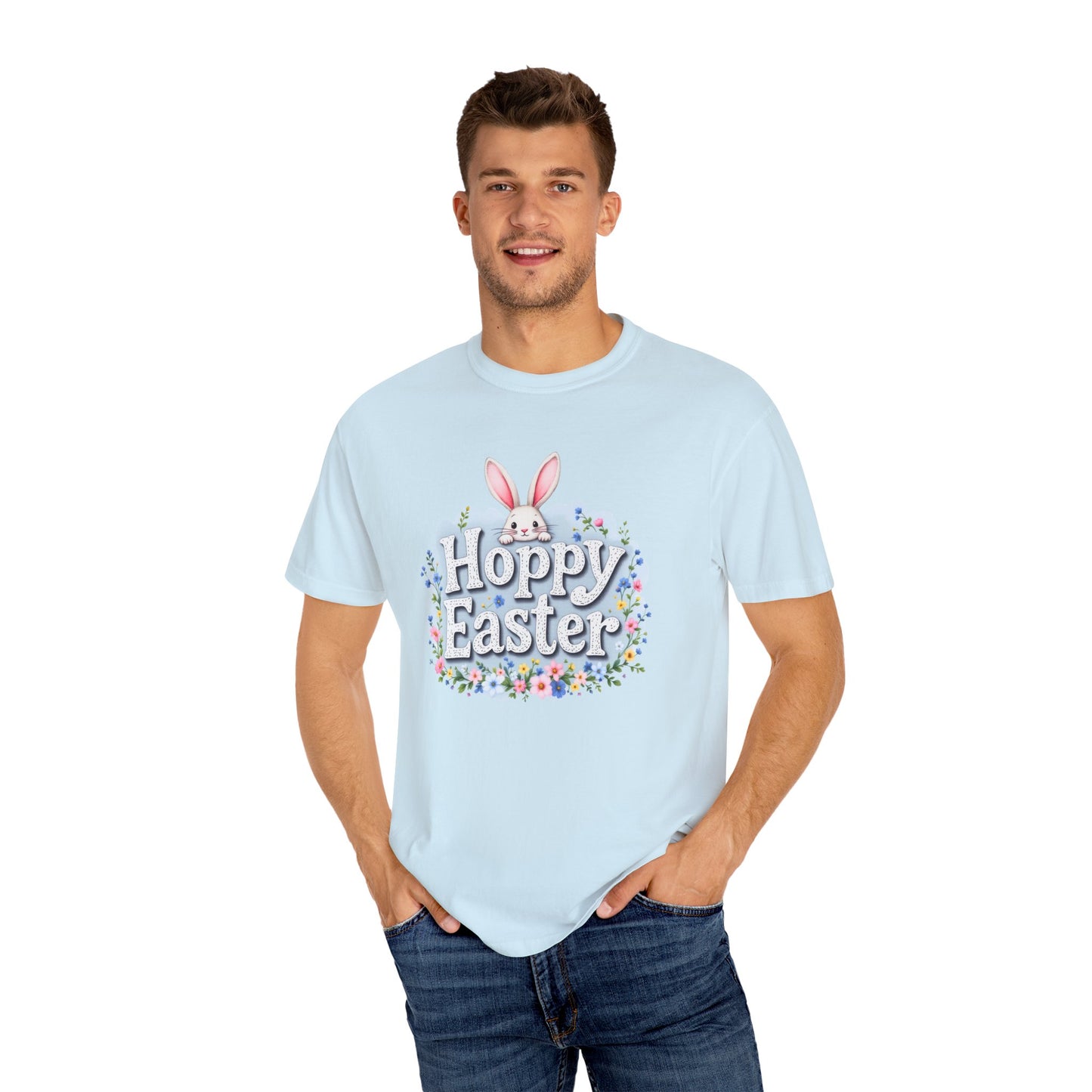 Comfort Colors 1717 Unisex Garment-Dyed T-shirt - Hoppy Easter Bunny Peek