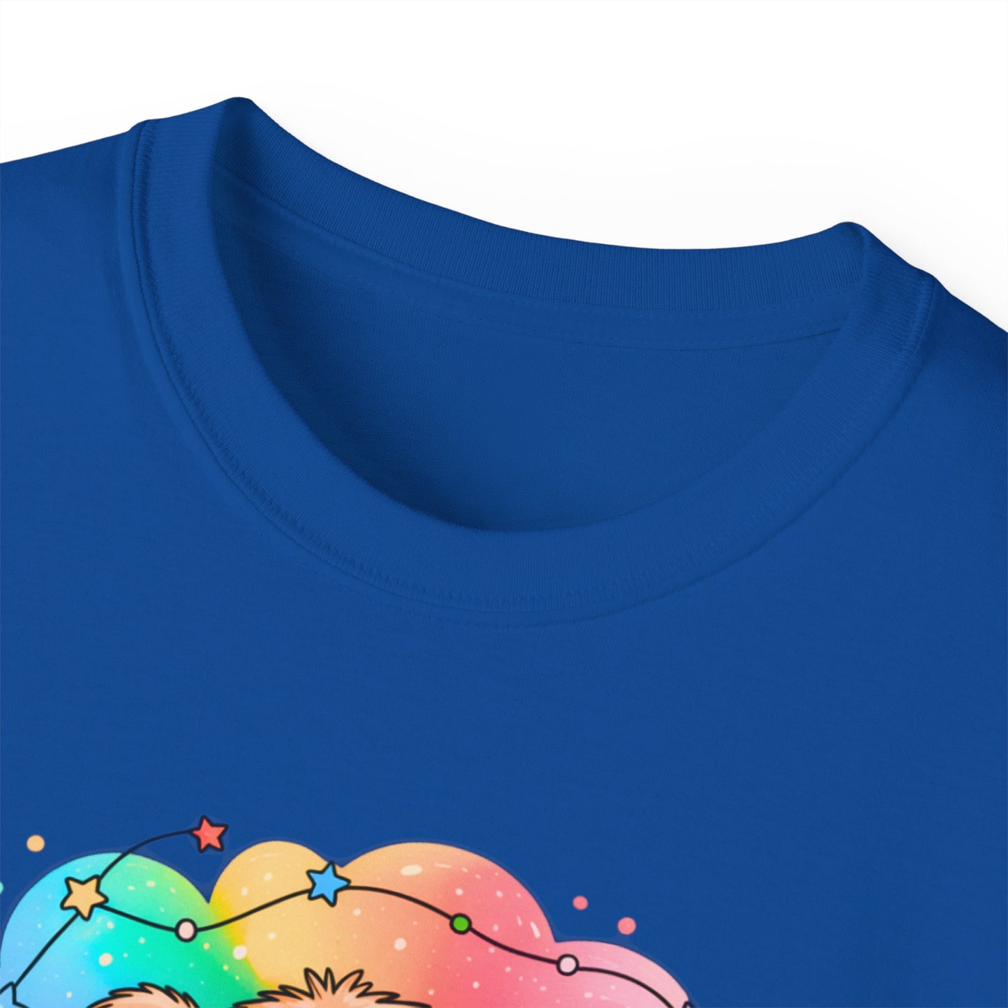 Bearly Awake Teddy Bear Tee | Cute Coffee Bear Wrapped in Rainbow Blanket