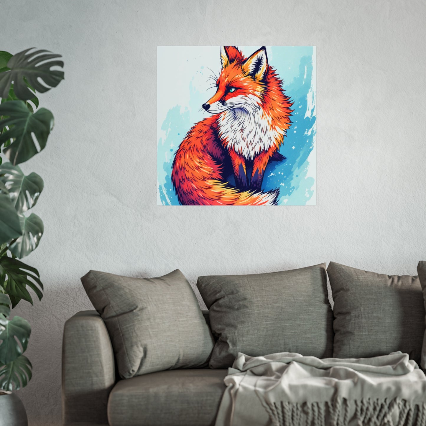 Vibrant Fox Illustration - Bold Artistic Wildlife