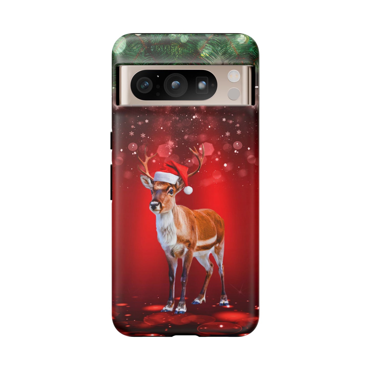 Festive Reindeer No.1 – Santa Hat with Holiday Lights Design for iPhone, Samsung & Google Models