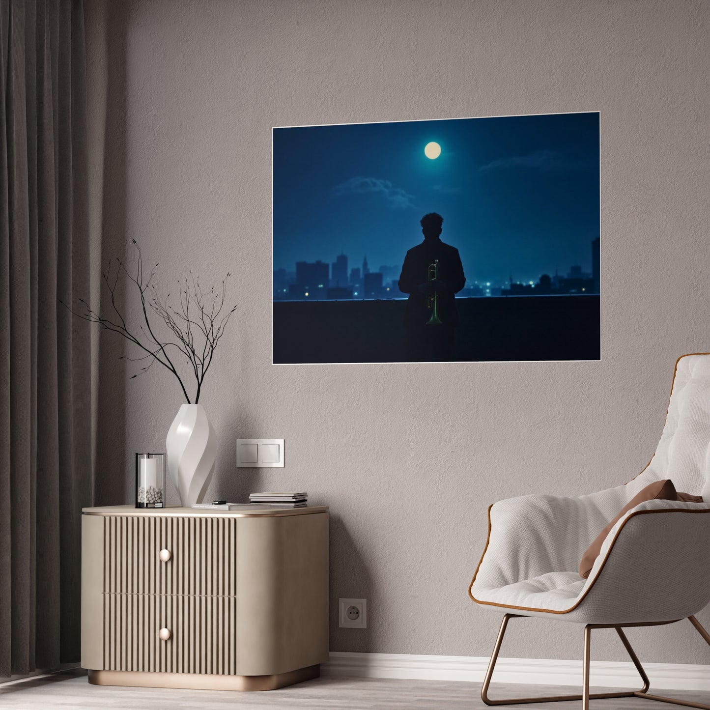 Jazz-Inspired Glossy Poster Art | Midnight Reverie
