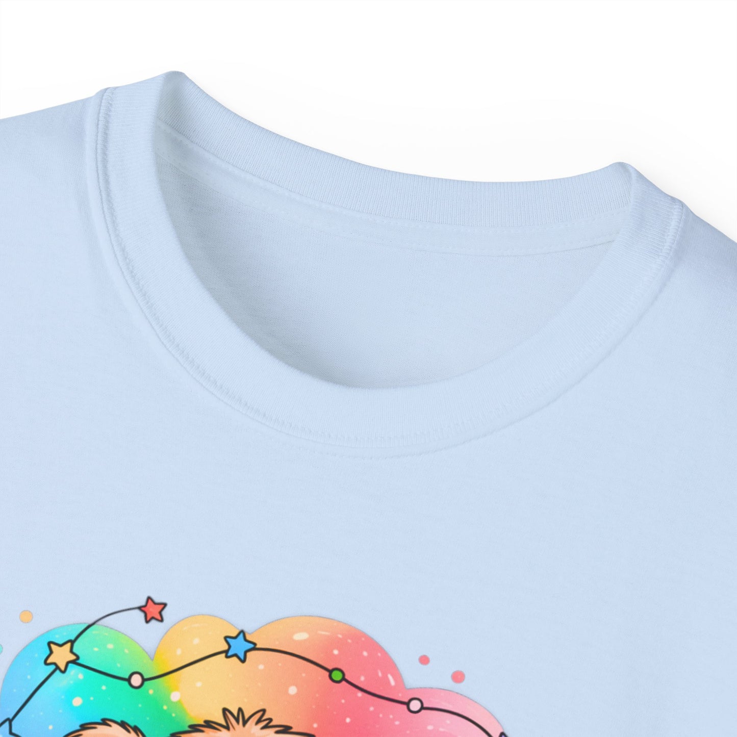 Bearly Awake Teddy Bear Tee | Cute Coffee Bear Wrapped in Rainbow Blanket
