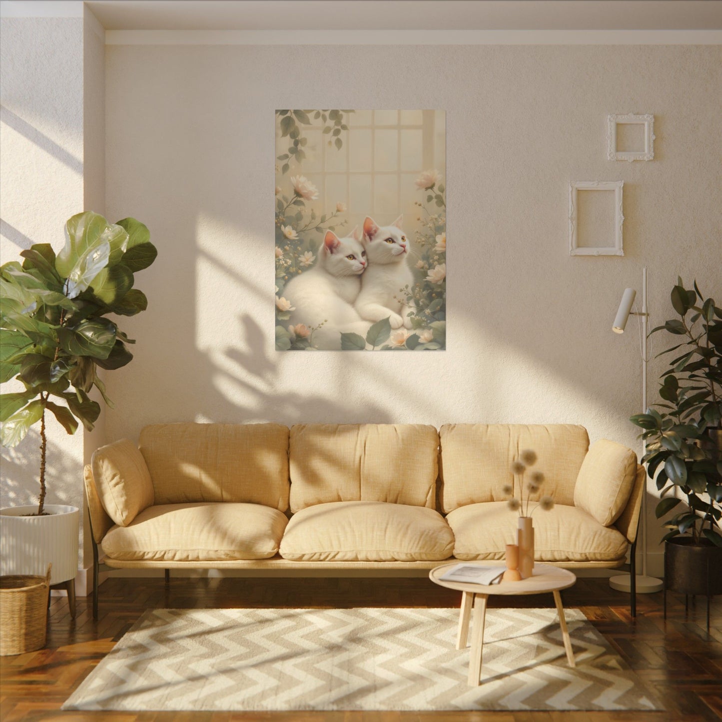 Chatons en chocolat blanc : Impression giclée d'art floral d'hiver serein
