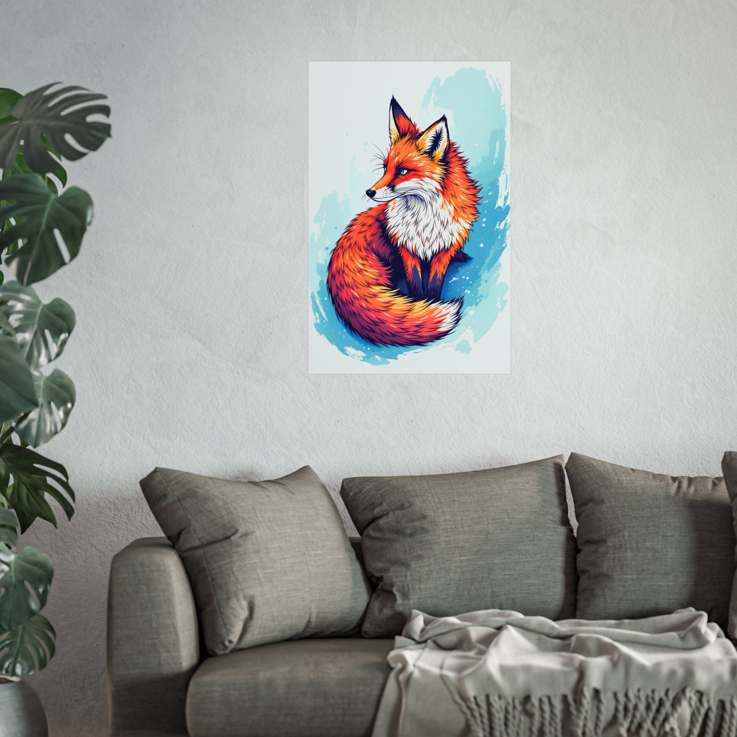 Vibrant Fox Illustration - Bold Artistic Wildlife