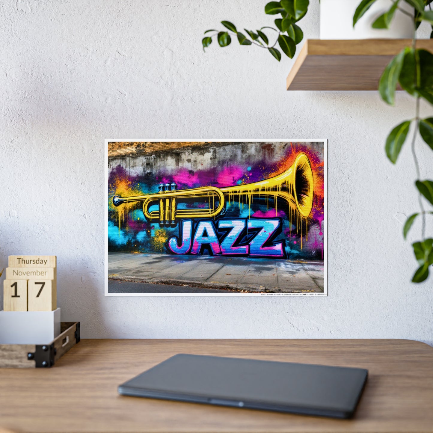 Jazz-Inspired Glossy Poster Art | Street Walk I