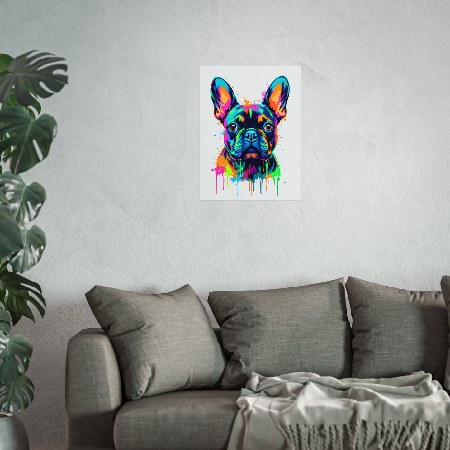 Neon Drip French Bulldog - Vibrant Pop Art