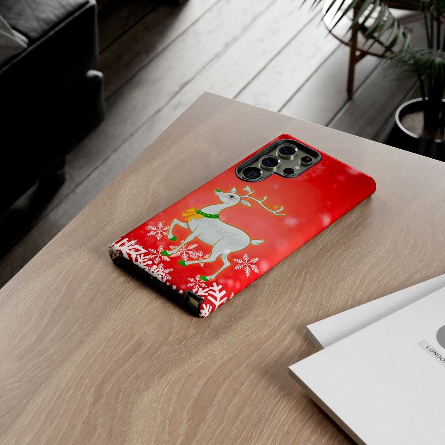 Festive Reindeer No.3 – Santa Hat with Holiday Lights Design for iPhone, Samsung & Google Models