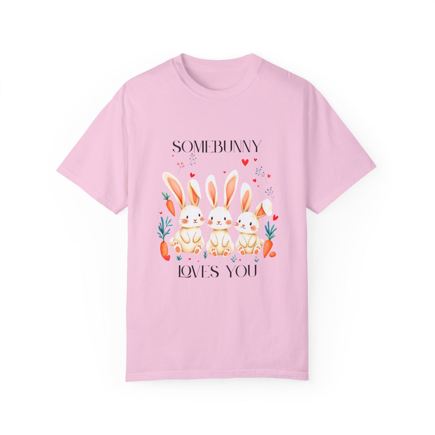 Comfort Colors 1717 Unisex Garment-Dyed T-shirt - “Somebunny Loves You” Trio Bunny Easter Tee