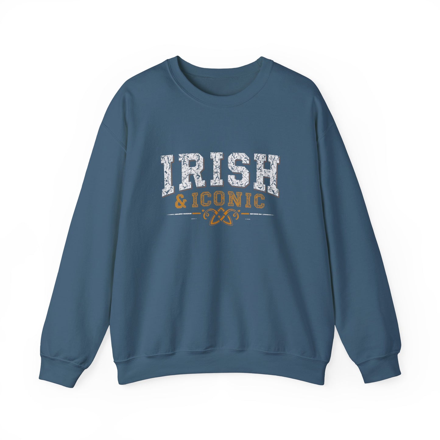Gildan 18000 Unisex Heavy Blend™ Crewneck Sweatshirt - Irish & Iconic Vintage Distressed St. Patrick’s Day Design