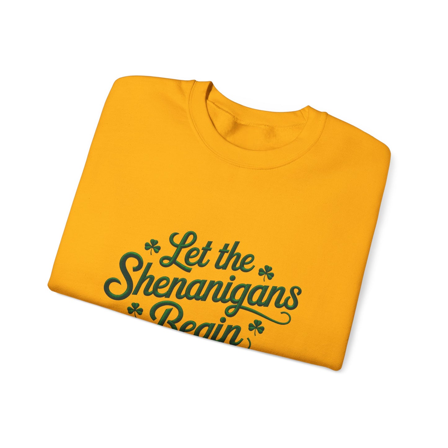 Gildan 18000 Unisex Heavy Blend™ Crewneck Sweatshirt - Let the Shenanigans Begin St. Patrick’s Day Design