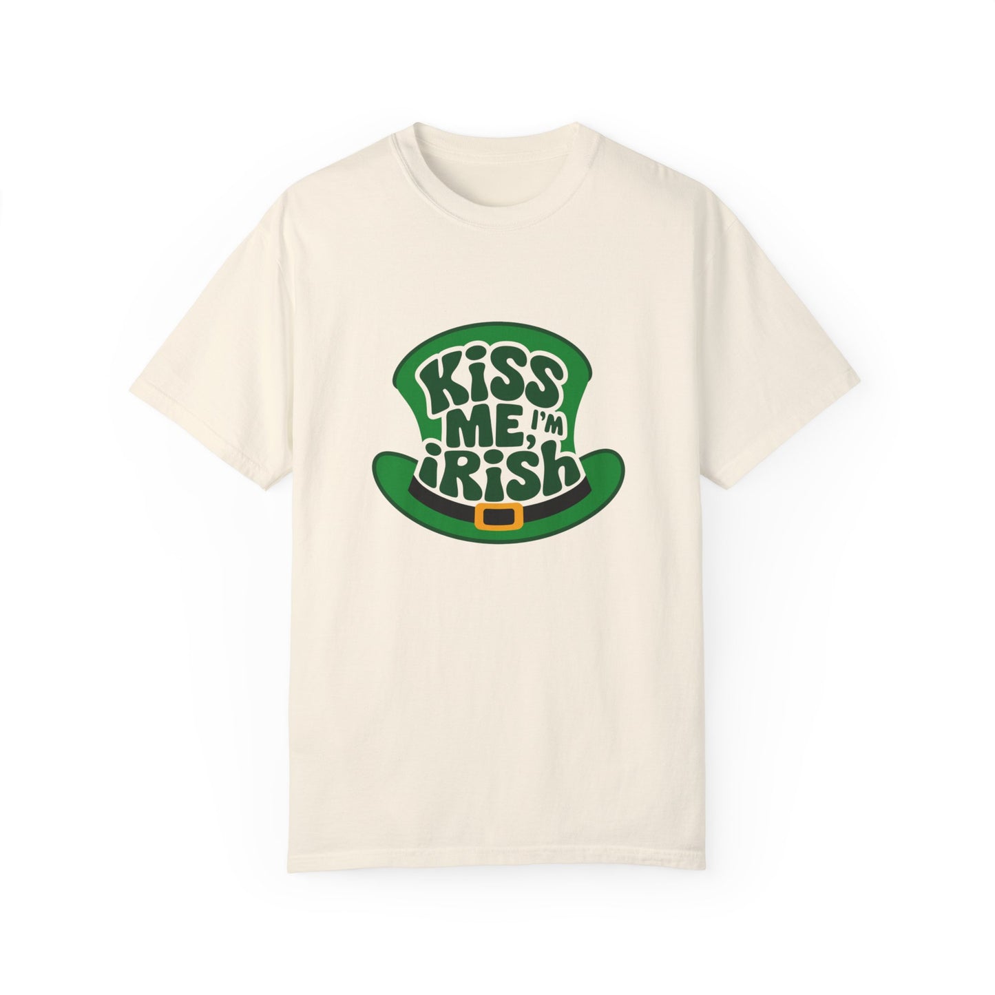 Comfort Colors 1717 Unisex Garment-Dyed T-shirt - Kiss Me, I'm Irish St. Patrick’s Day Tee – Lucky Leprechaun Hat Design
