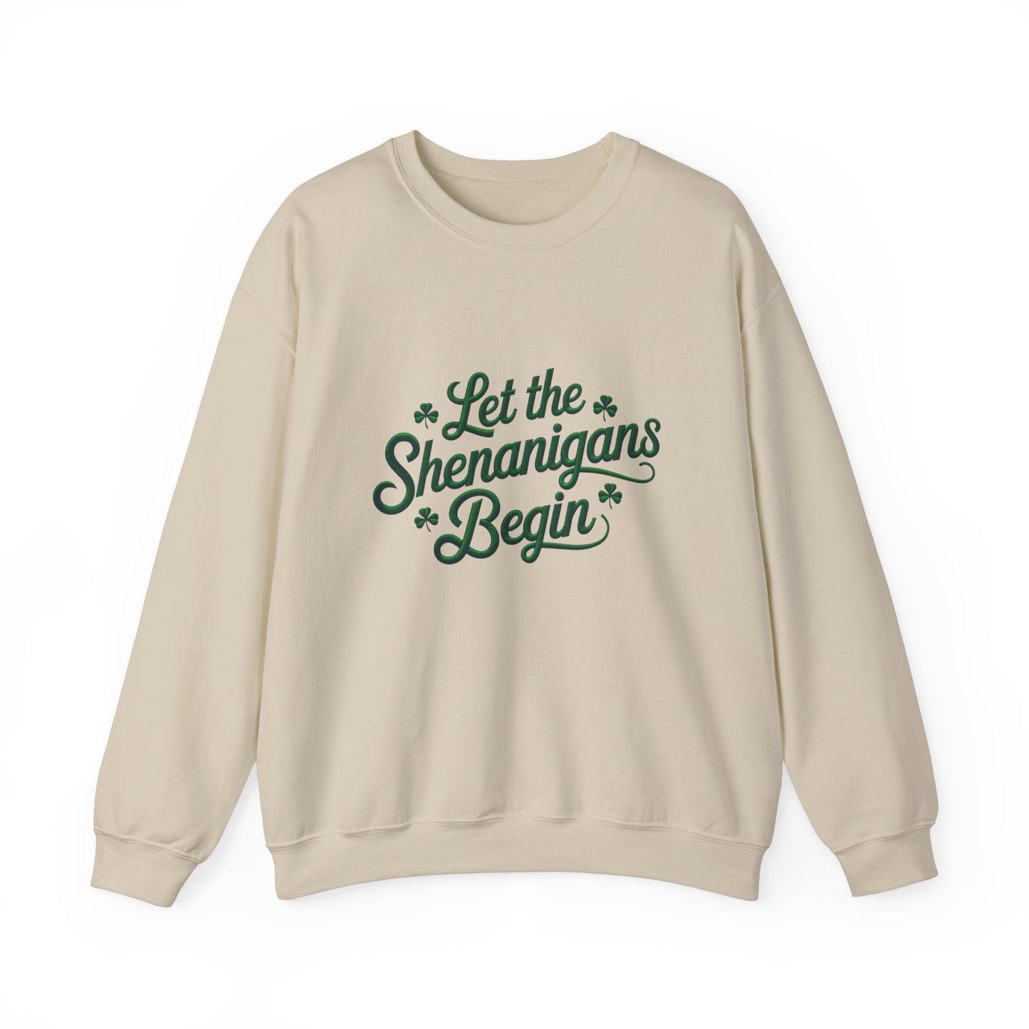 Gildan 18000 Unisex Heavy Blend™ Crewneck Sweatshirt - Let the Shenanigans Begin St. Patrick’s Day Design