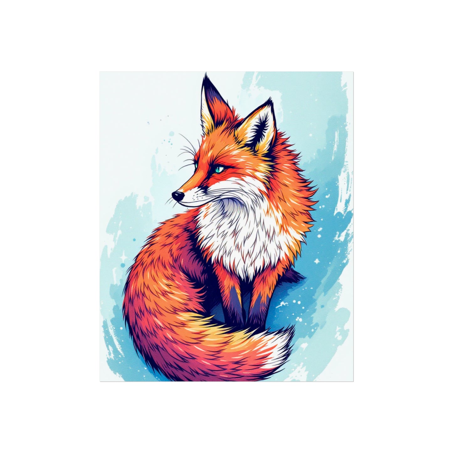Vibrant Fox Illustration - Bold Artistic Wildlife