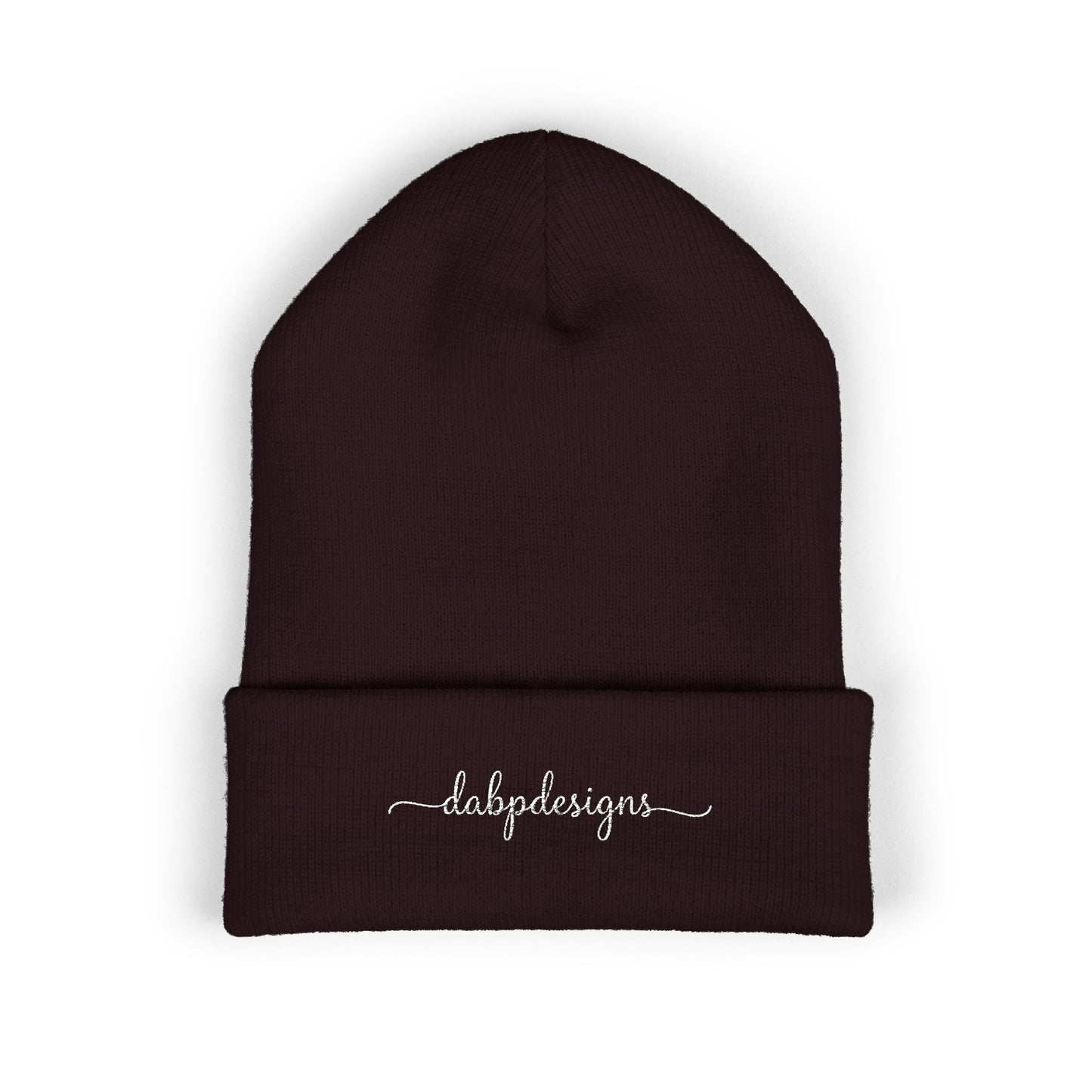 Embroidered Cuffed Beanie – dabpdesigns Minimal White Stitch Logo