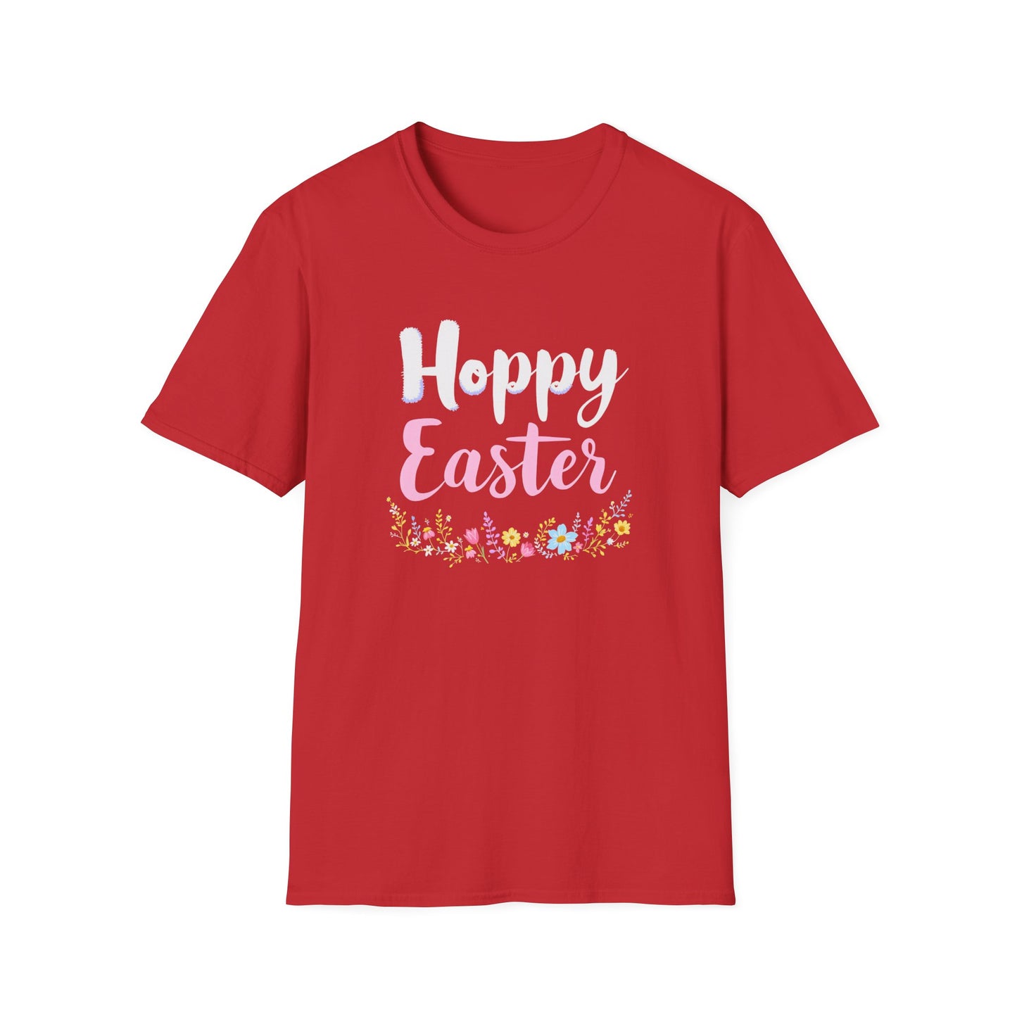 Gildan 64000 Unisex Softstyle T-Shirt - Hoppy Easter Floral Script Tee