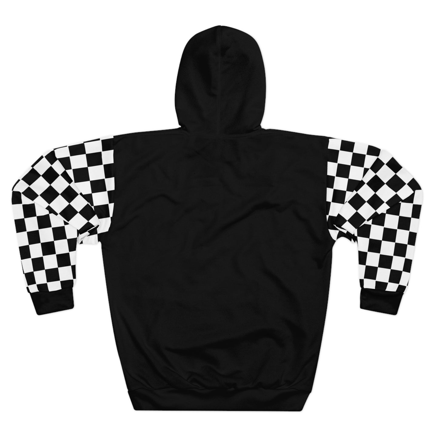 Paris Checkered Unisex Hoodie - DABP Emblem and Checkerboard Sleeves (Black)