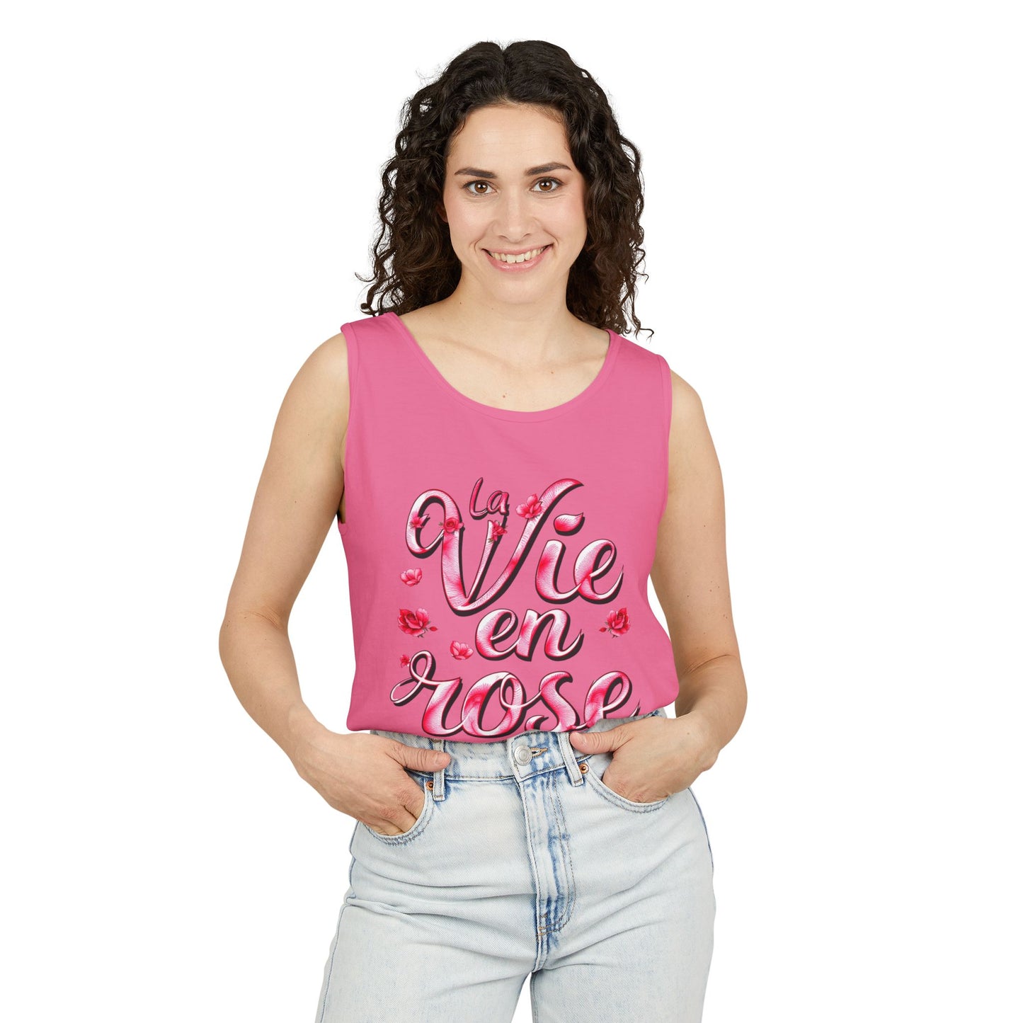 Comfort Colors® 9360 Women's Garment-Dyed Tank Top - La Vie en Rose Romantic & Stylish Design