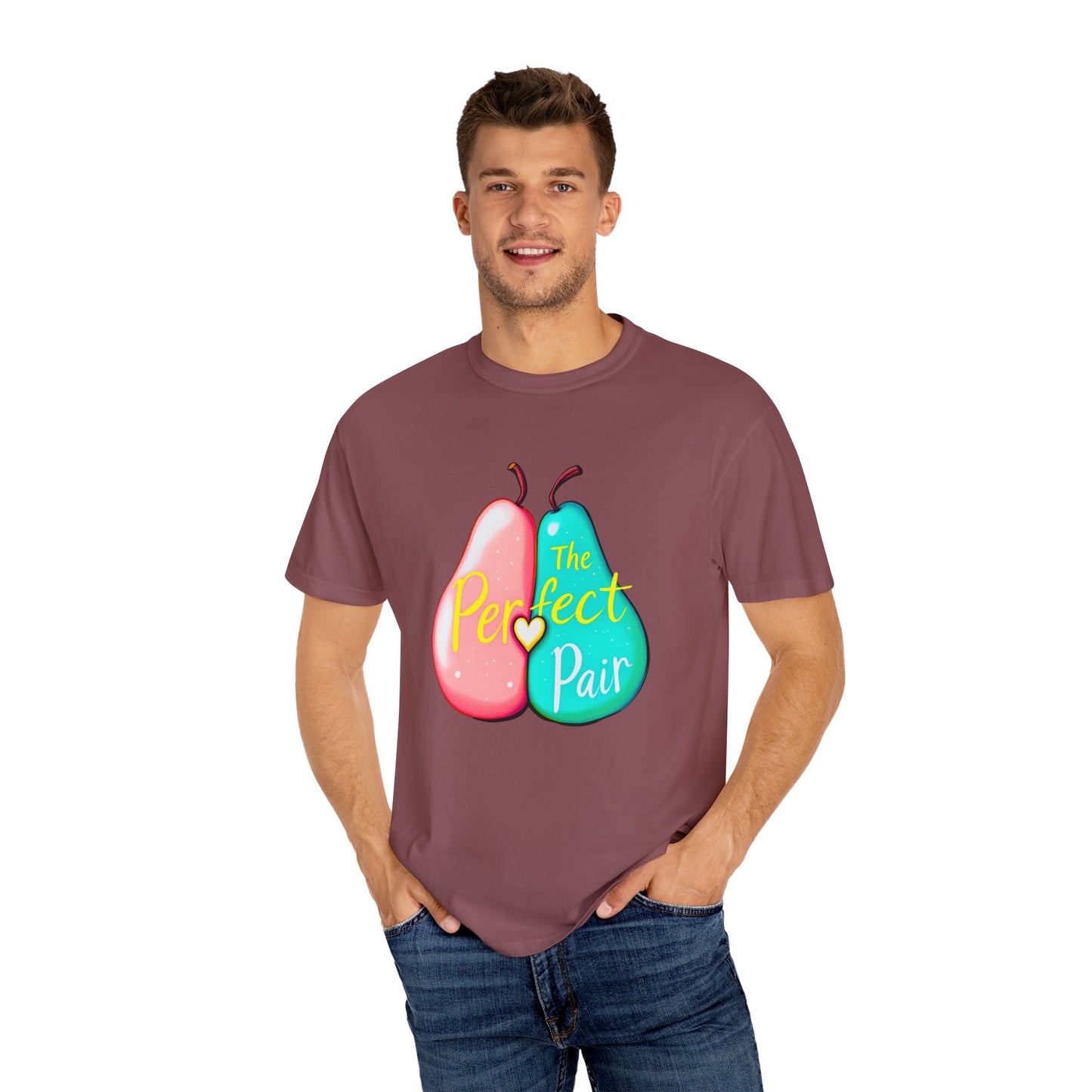 Comfort Colors 1717 Unisex Garment-Dyed T-shirt - "The Perfect Pair" Cute Pear Couple Design (v2)