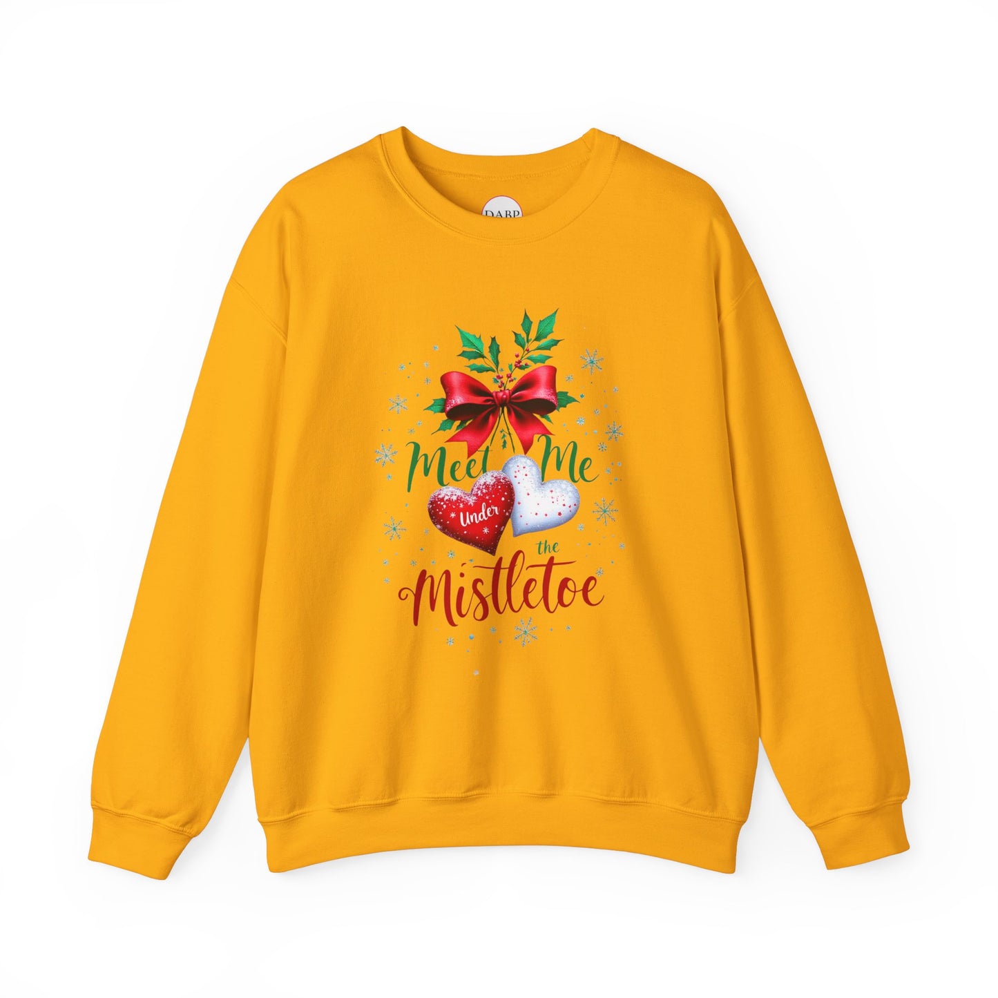 Sudadera unisex de cuello redondo Heavy Blend™ - Meet Me Under the Mistletoe - Vacaciones románticas