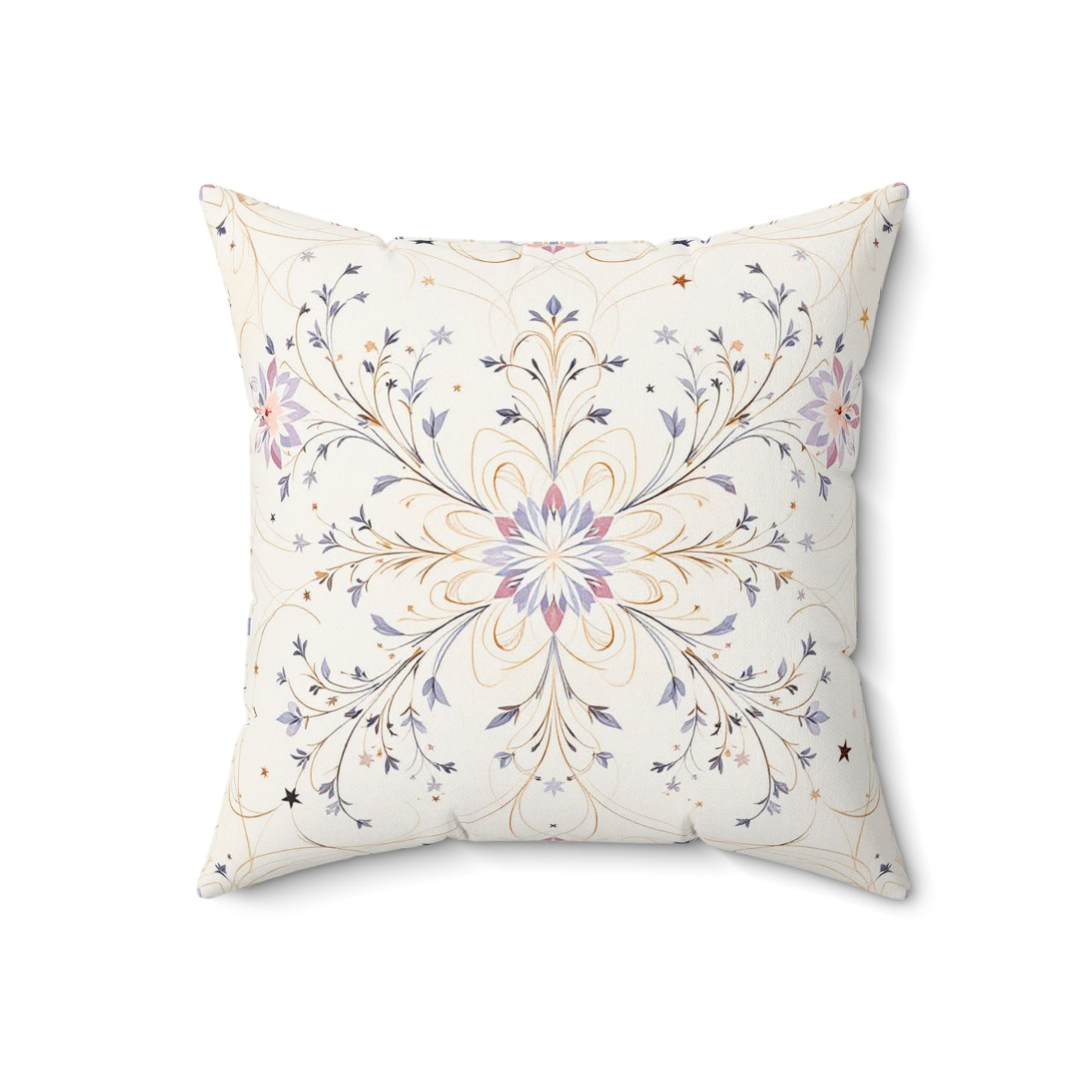 Ethereal Starlit Bloom – Elegant Ornamental Design Throw Pillow