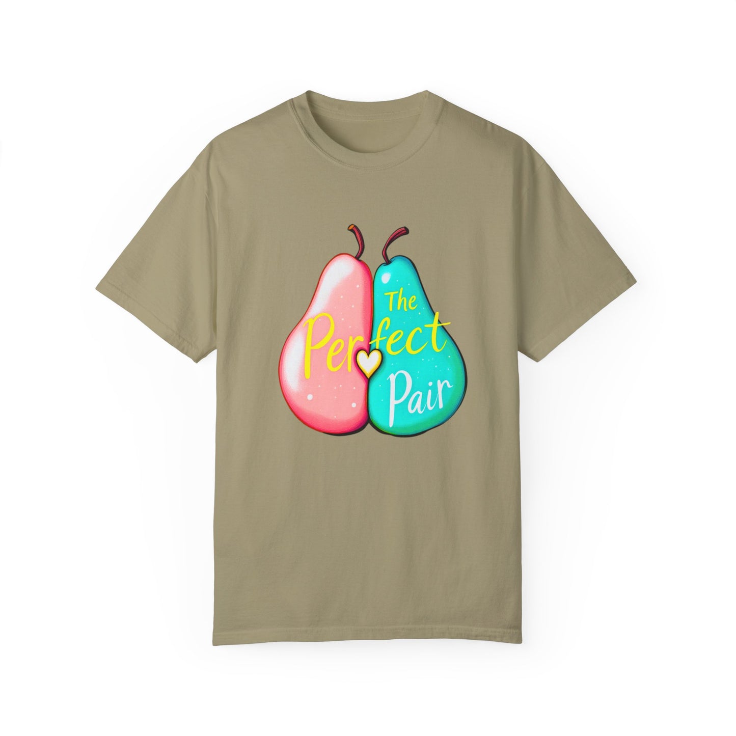 Comfort Colors 1717 Unisex Garment-Dyed T-shirt - "The Perfect Pair" Cute Pear Couple Design (v2)