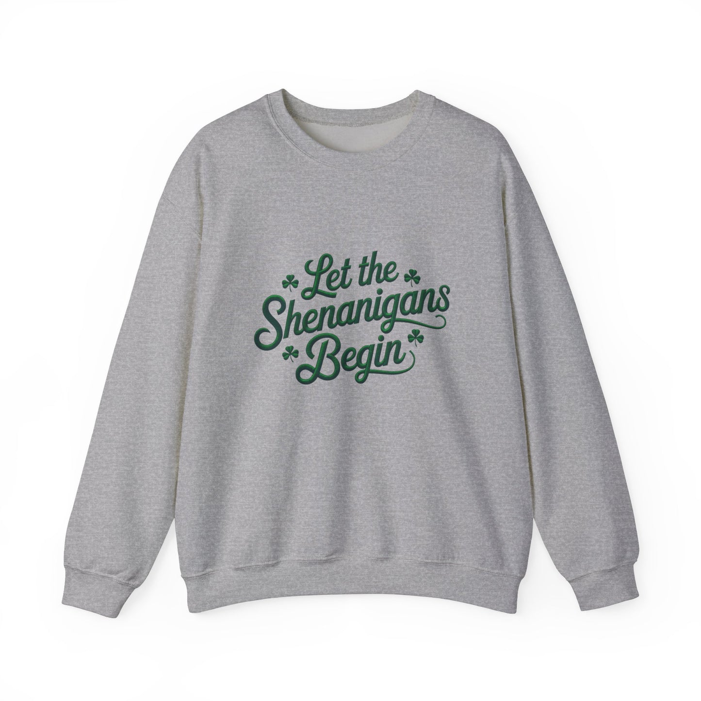 Gildan 18000 Unisex Heavy Blend™ Crewneck Sweatshirt - Let the Shenanigans Begin St. Patrick’s Day Design