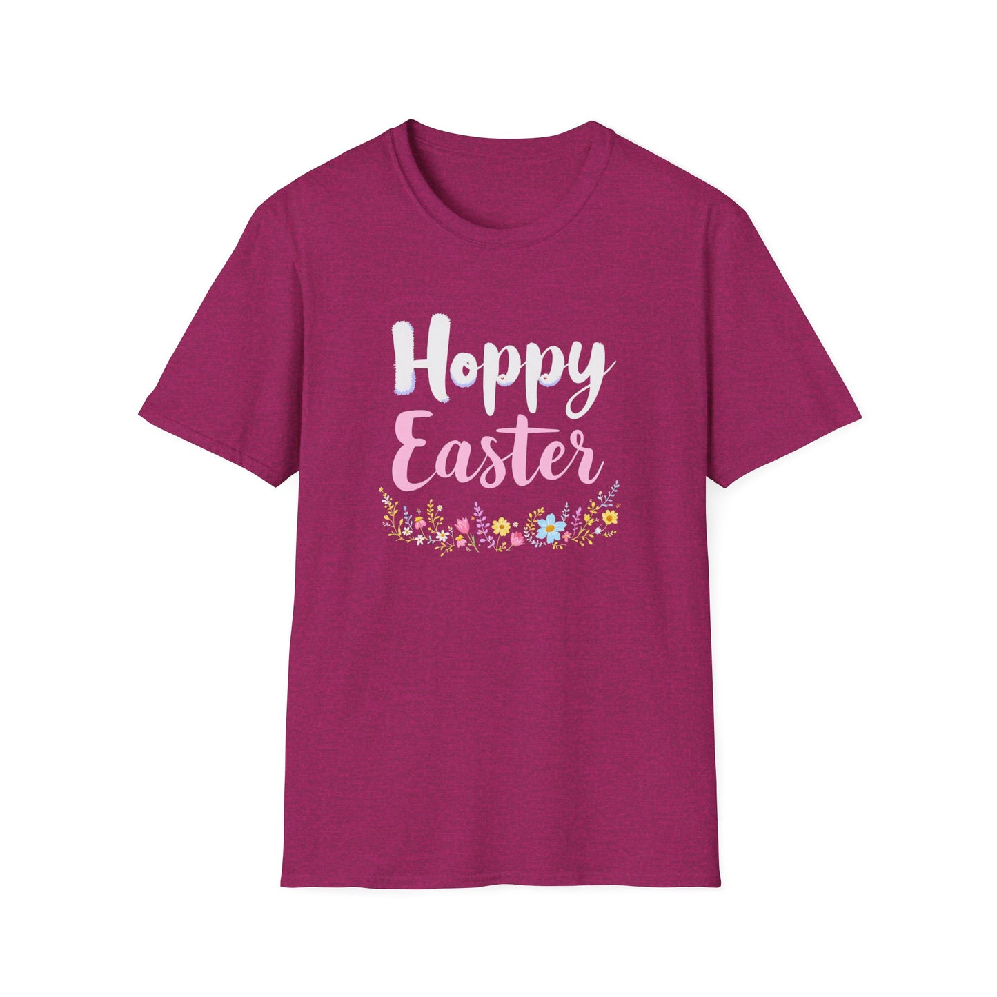 Gildan 64000 Unisex Softstyle T-Shirt - Hoppy Easter Floral Script Tee