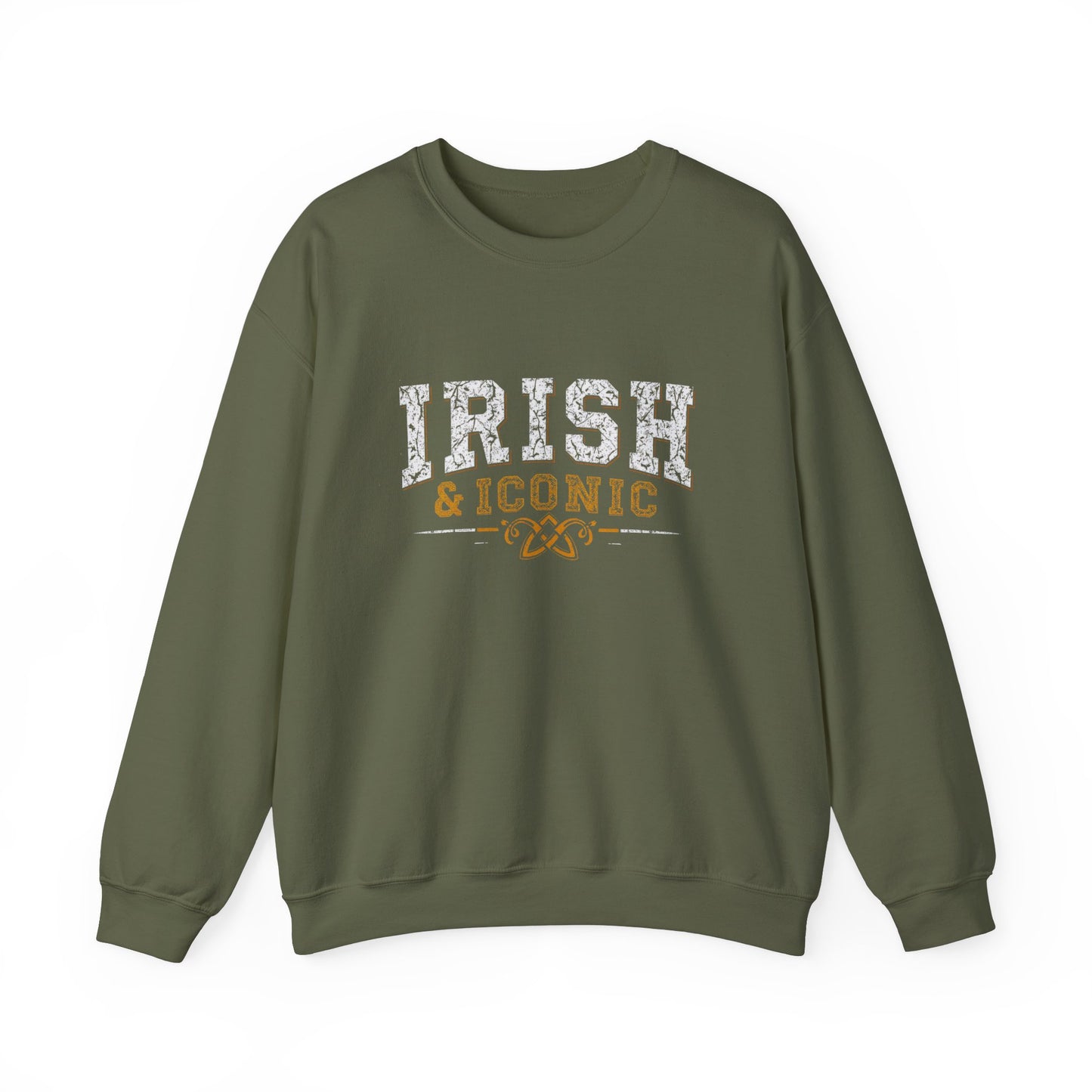Gildan 18000 Unisex Heavy Blend™ Crewneck Sweatshirt - Irish & Iconic Vintage Distressed St. Patrick’s Day Design