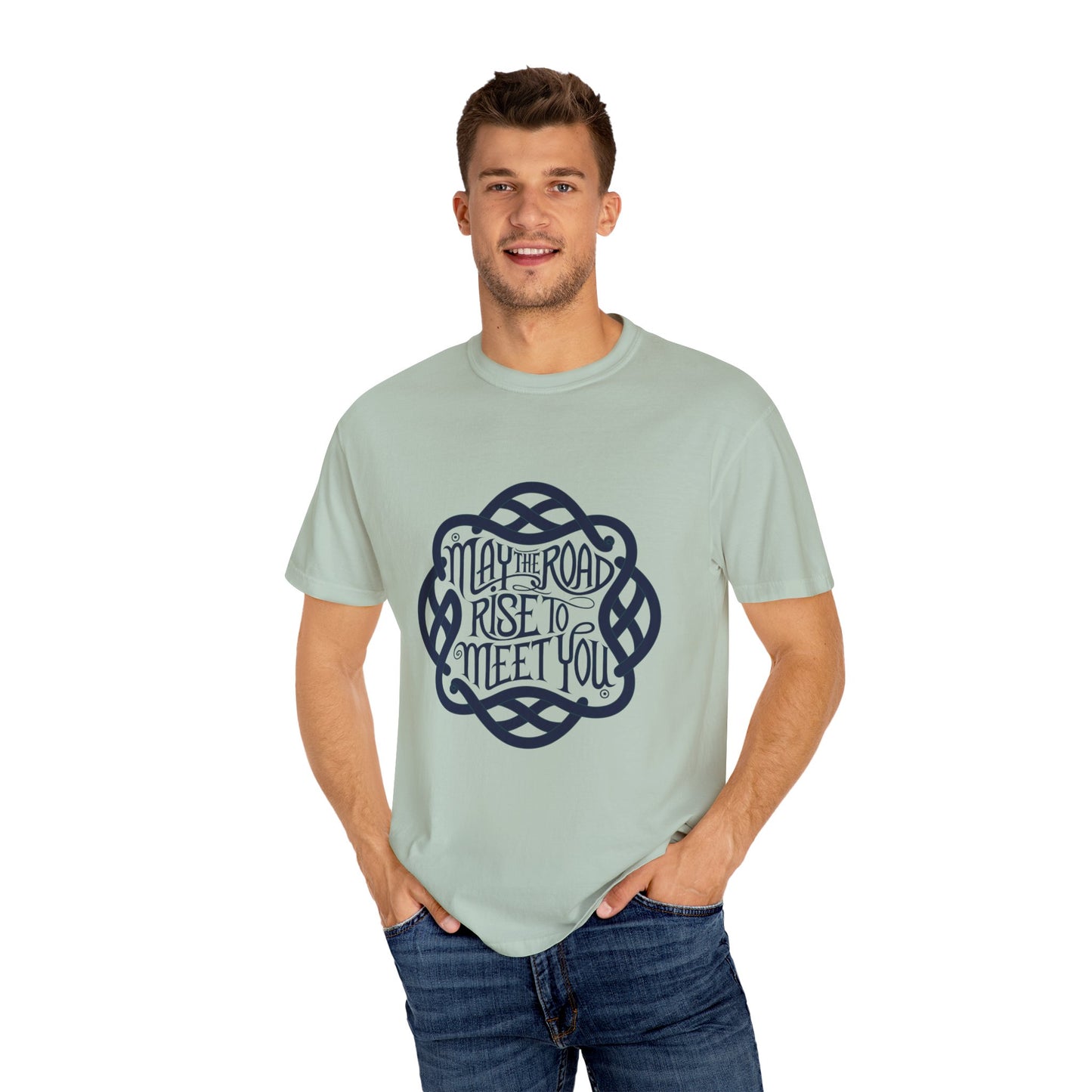 Comfort Colors 1717 Unisex Garment-Dyed T-shirt - May the Road Rise to Meet You – Celtic Knotwork Irish Blessing Tee