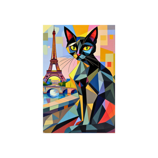 Parisian Noir: A Cubist Cat’s Dream (Poster)