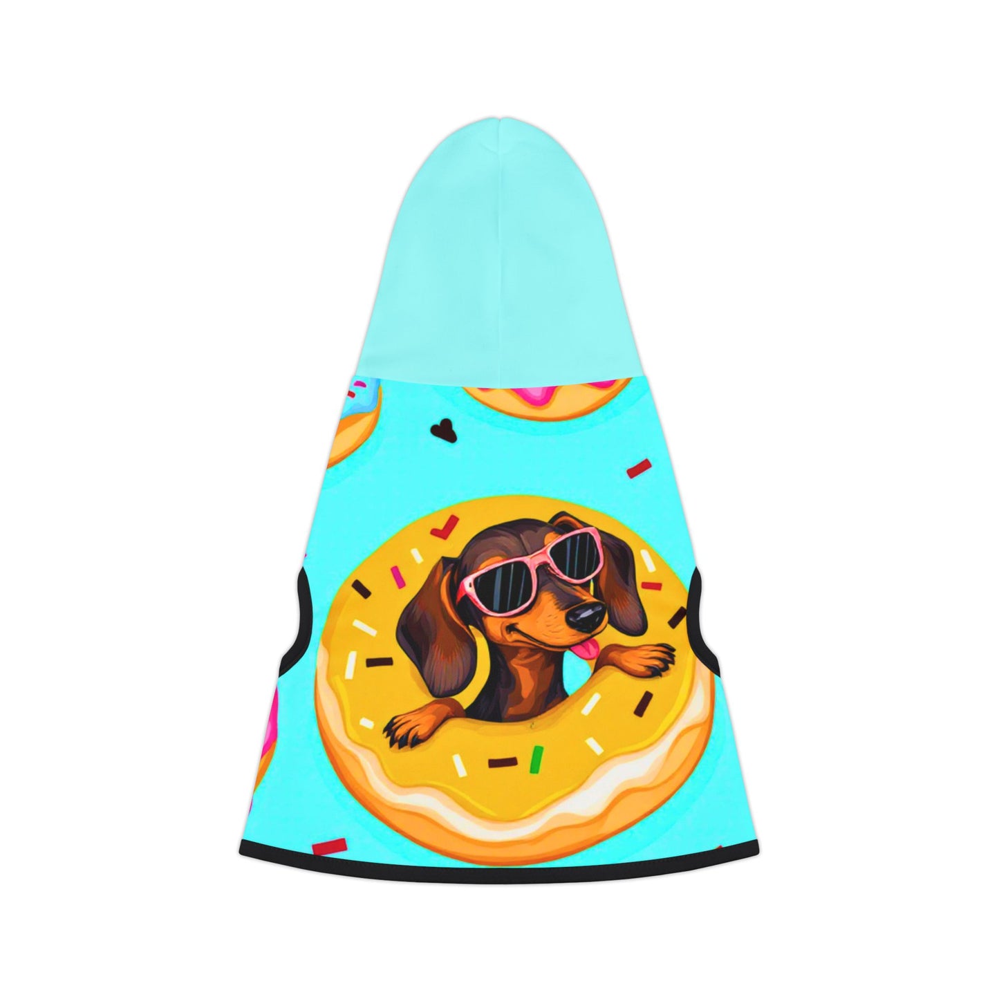 Dachshund Donut Delight AOP Pet Hoodie – Fun & Playful Dog Outfit