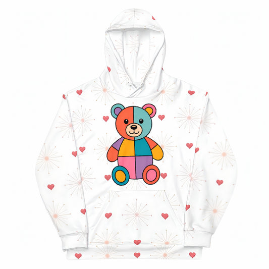 Rainbow Patchwork Bear Cozy Hoodie
