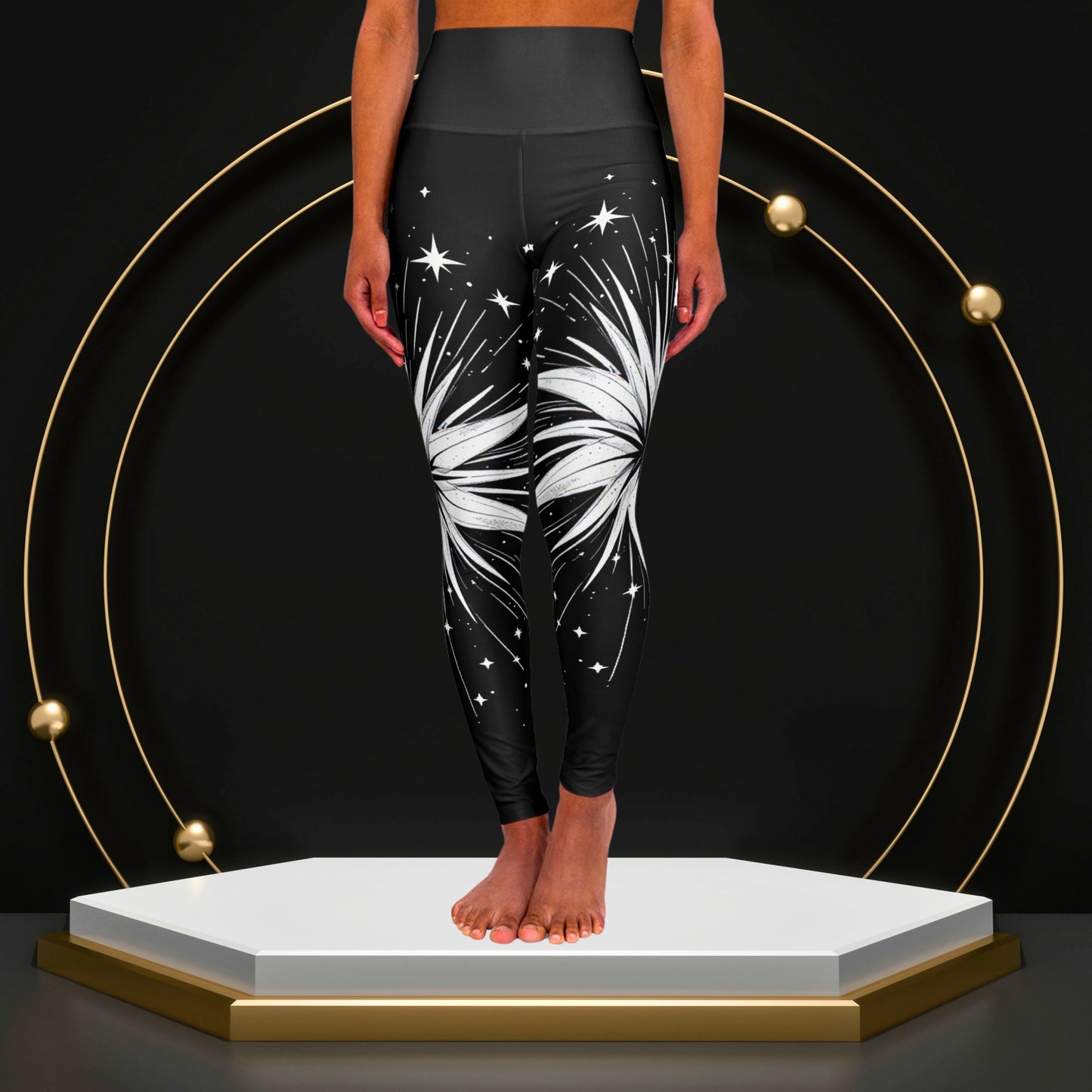 Leggings monochromes à motif d'étoiles