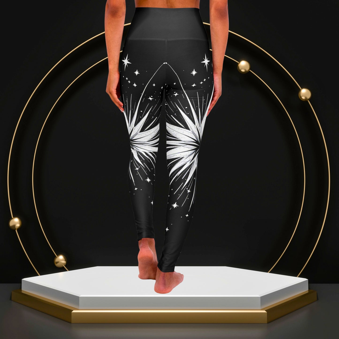 Leggings monochromes à motif d'étoiles