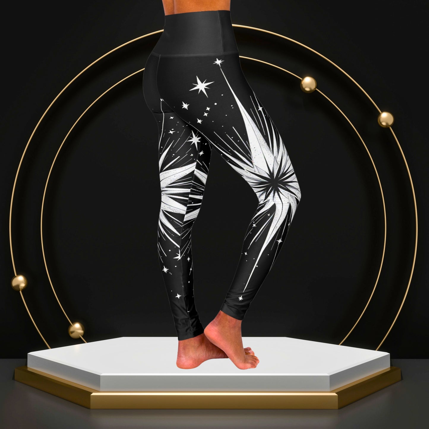 Leggings monochromes à motif d'étoiles