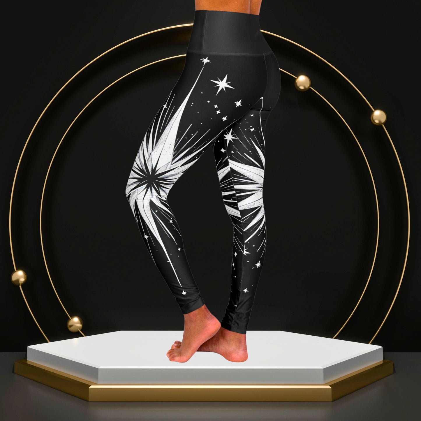 Leggings monochromes à motif d'étoiles