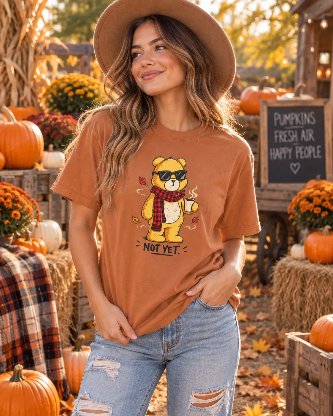 Not Yet. Autumn Bear Comfort Colors 1717 Tee
