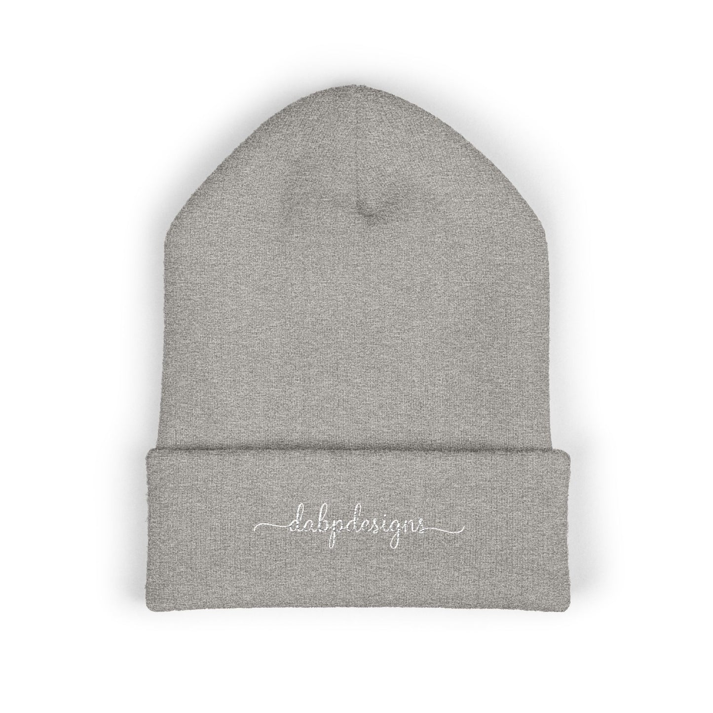 Embroidered Cuffed Beanie – dabpdesigns Minimal White Stitch Logo