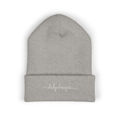 Embroidered Cuffed Beanie – dabpdesigns Minimal White Stitch Logo